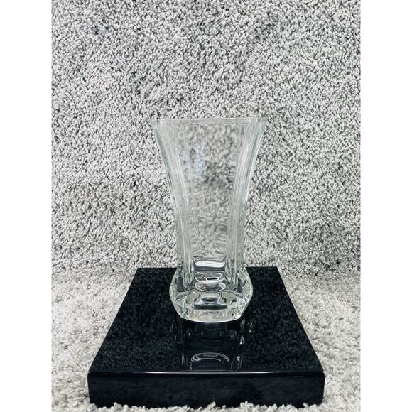 Glass Vase Heavy Duty Cut Art Deco Home Decoration Any Room Clear 9.5inX4inX5.5i - Picture 2 of 10